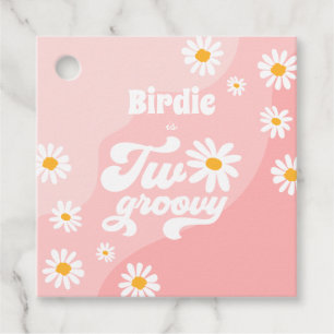 Two Groovy 2nd Birthday Party Retro Daisy Party Favour Tags