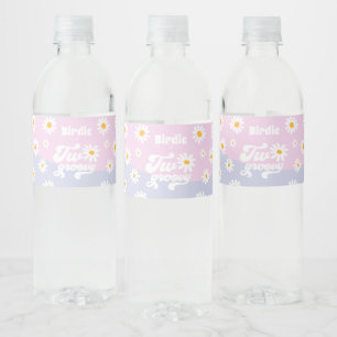 Two Groovy 2nd Birthday Party Retro Daisy Party Water Bottle Label