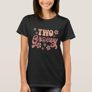 Two Groovy 70s Aesthetic Nostalgia Flower And Peac T-Shirt