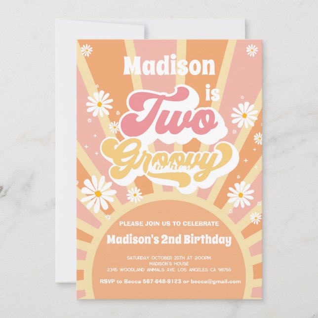 Two Groovy Birthday Invitation (Front)