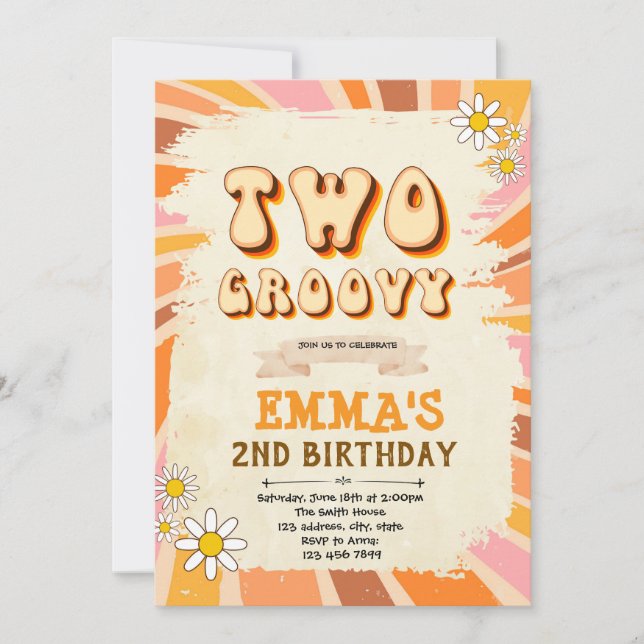 TWO groovy birthday invitation (Front)