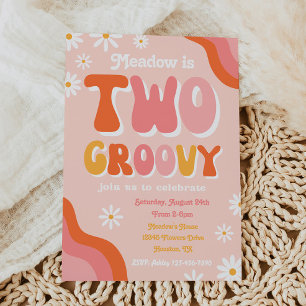 Two Groovy Birthday Invitation   Groovy Birthday