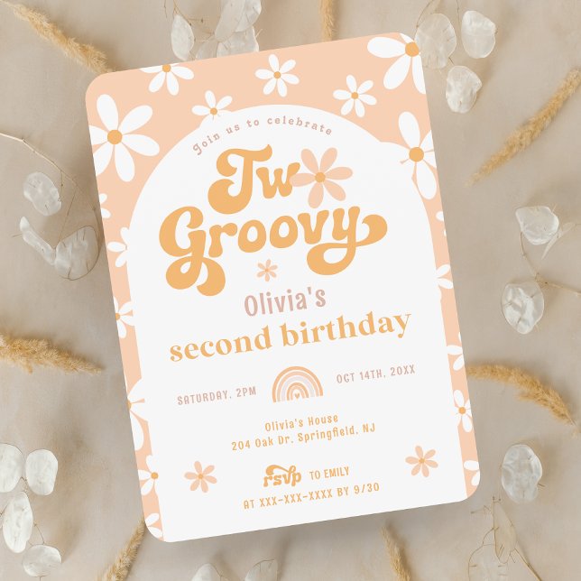 Two Groovy Boho Arch 2nd Birthday Invitation (Creator Uploaded)