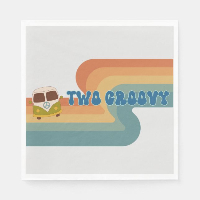 Two Groovy Boys Birthday Paper Napkin (Front)