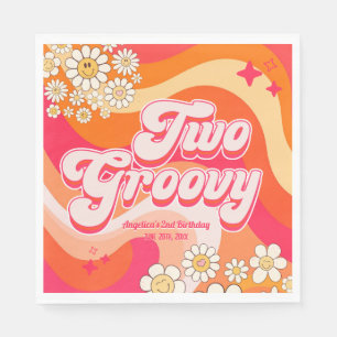 Two Groovy Colorful Girly Birthday  Napkin