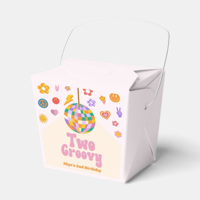 Two Groovy Disco Ball 2nd Birthday Party Favor Box (Front Side)
