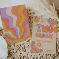 Two Groovy Invitation | Groovy Birthday Invitation