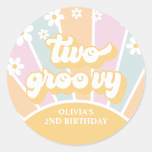 Two Groovy pastel Retro Sunshine daisy boho Classic Round Sticker