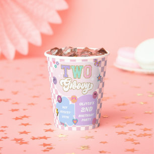 Two Groovy Preppy Patch 2nd Birthday Party Paper Cups