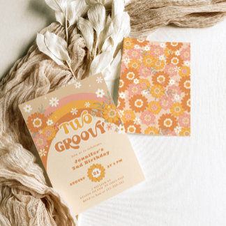 Two groovy retro birthday Invitation