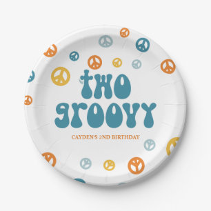Two Groovy Retro Boy birthday Paper Plates