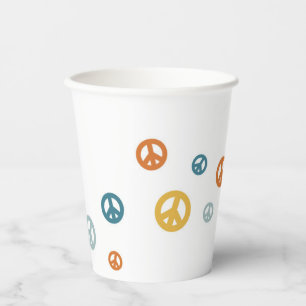 Two Groovy Retro Boy peace sign birthday Paper Cups
