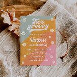 Two Groovy Retro Daisy 2nd Birthday Invitation<br><div class="desc">This is a "two groovy" second birthday invitation card featuring a retro colour palette. Select "personalize this template" to edit most wording. If further edits need to be made such as the background colour,  text colours,  and more please select "customize further" from the toolbar :)</div>