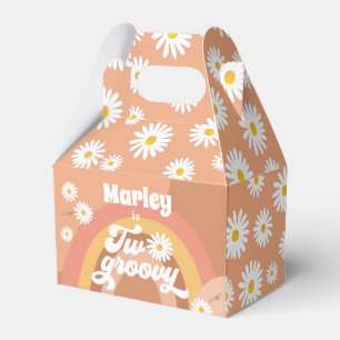 Two Groovy Retro Hippie Daisy Girl Birthday Favor Box