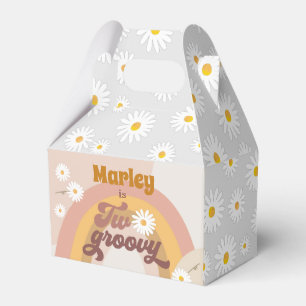 Two Groovy Retro Hippie Daisy Girl Birthday Favour Favor Box