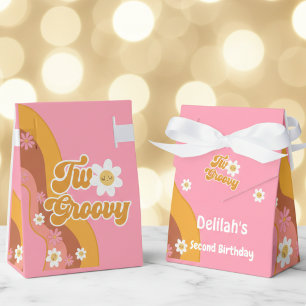Two groovy retro vintage second birthday favor box