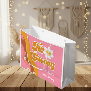 Two groovy retro vintage second birthday large gift bag
