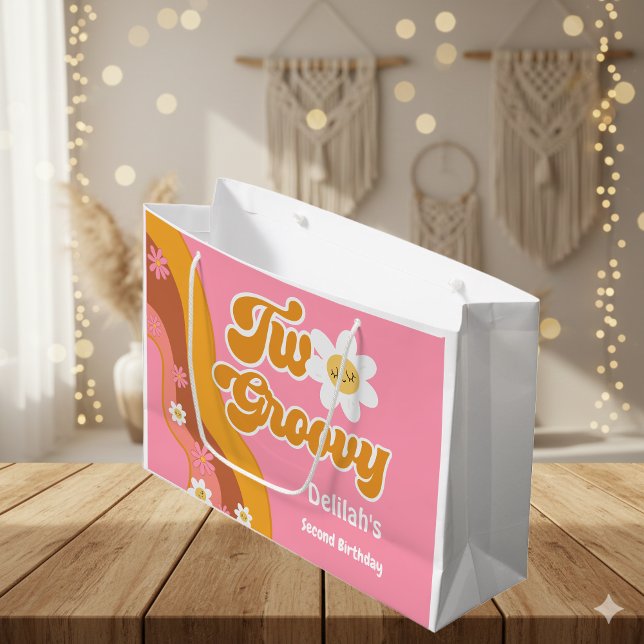 Two groovy second birthday large gift bag (Creator Uploaded)