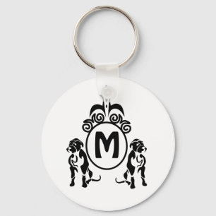 Two Guard Dog Monogram Keychain