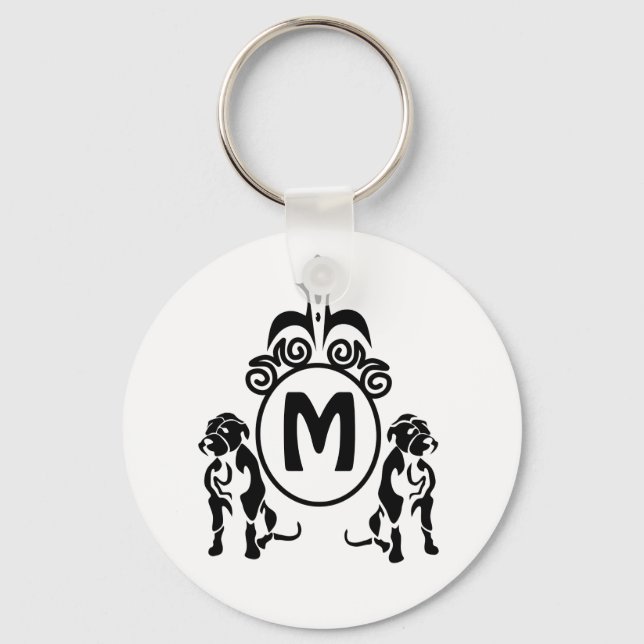 Two Guard Dog Monogram Keychain (Front)