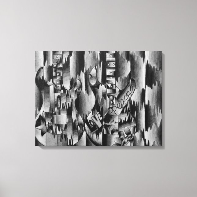 Two guitars drawn in pencil canvas print (Front)