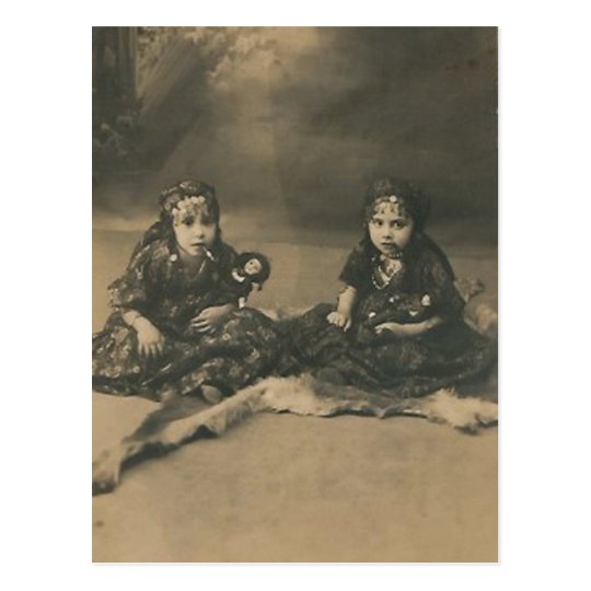 Two gypsy children post card