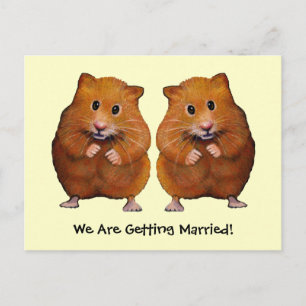 TWO HAMSTERS: SAVE DATE: MARRIAGE ANNOUNCEMENT POSTCARD