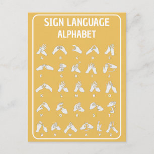 Two Handed Sign Languange Alphabet Postcard