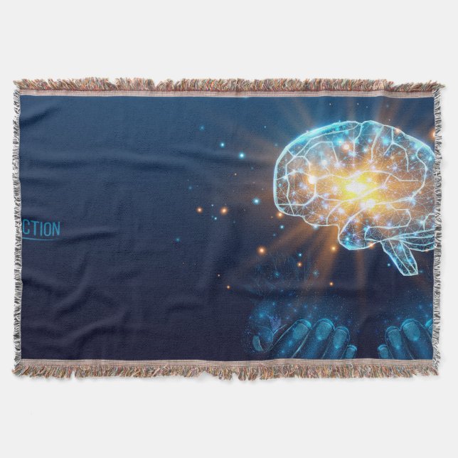 Two hands hold human brain throw blanket (Front)