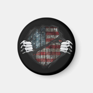 Two Hands Ripping Revealing Flag Customized Magnet