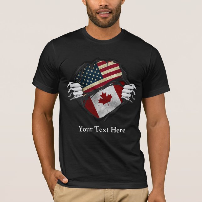 Two Hands Ripping Revealing Flag Customized T-Shirt (Front)