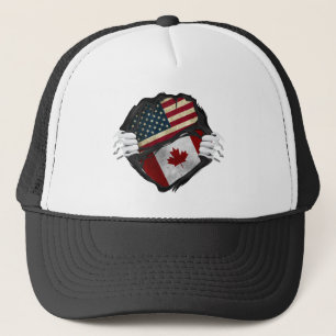 Two Hands Ripping Revealing Flag Customized Trucker Hat