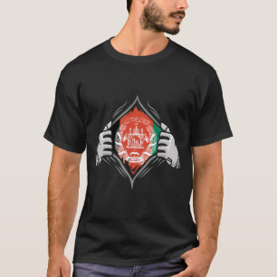 Two Hands Ripping Revealing Flag of Afghanistan T-Shirt