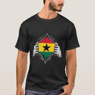 Two Hands Ripping Revealing Flag of Ghana  T-Shirt