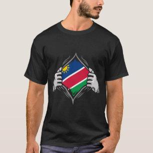 Two Hands Ripping Revealing Flag of Namibia T-Shirt