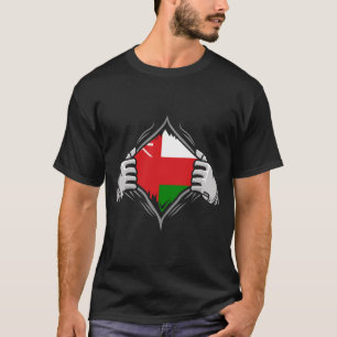 Two Hands Ripping Revealing Flag of Oman T-Shirt