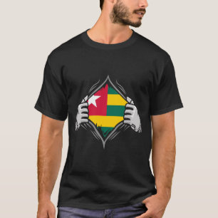 Two Hands Ripping Revealing Flag of Togo T-Shirt