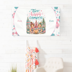 Two Happy Campers Twin Girls' Birthday Party Banner