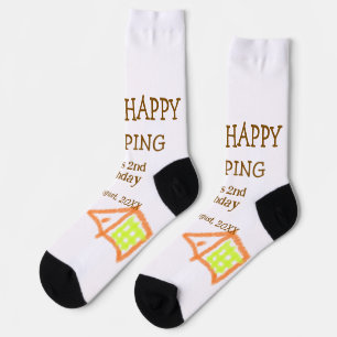 Two happy camping 2nd birthday tree camp kids socks