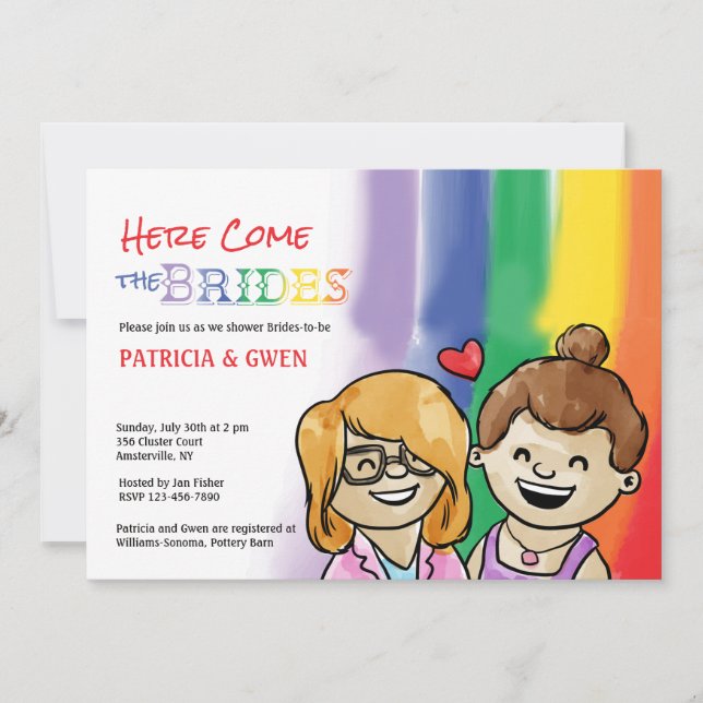 Two Happy Gals Lesbian Shower Invitation (Front)