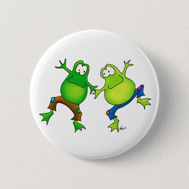 Two Happy Jumping Frog Buddies 2 Inch Round Button (Front)