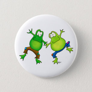 Two Happy Jumping Frog Buddies 2 Inch Round Button