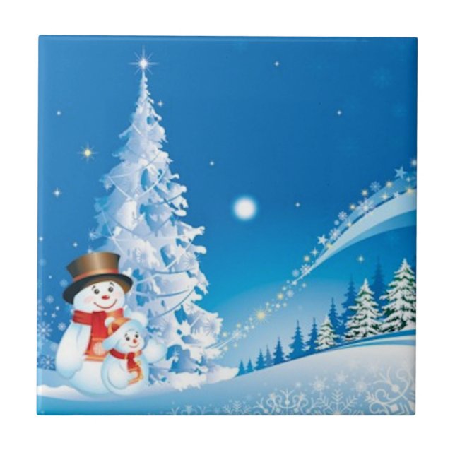 Two Happy Snowmen Tile (Front)