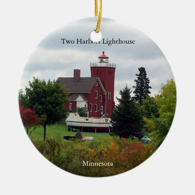 Two Harbour Lighthouse & Boat ornament (Front)