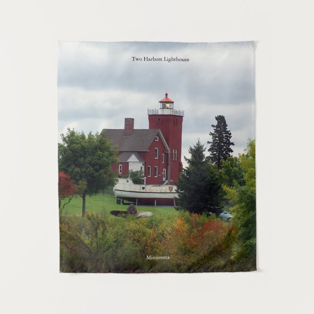 Two Harbour Lighthouse & Boat tapestry (Front)
