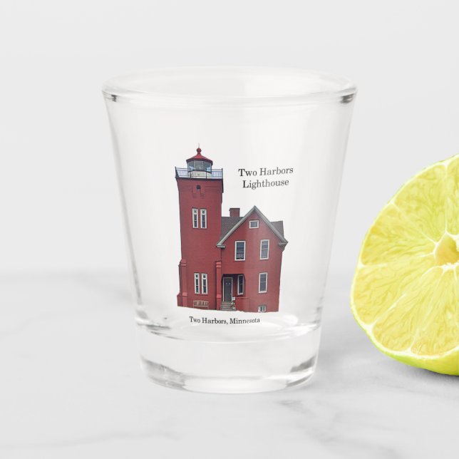 Two Harbours Lighthouse shot glass (Front)
