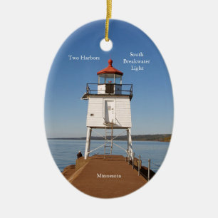 Two Harbours South Breakwater Light oval ornament