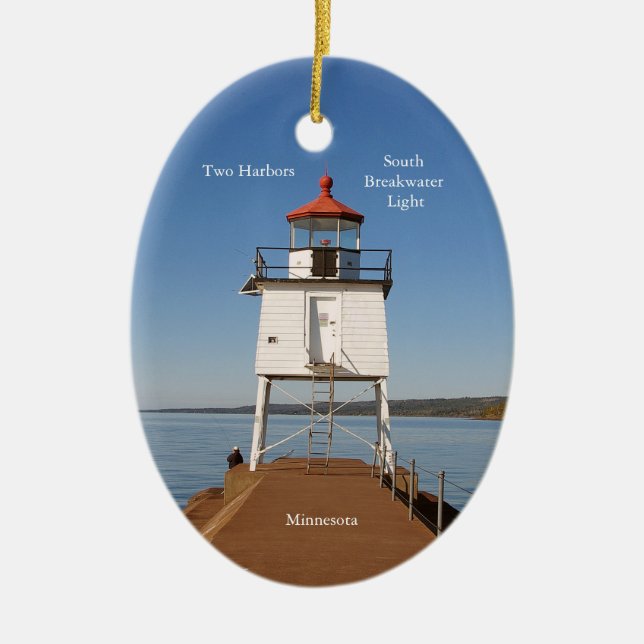 Two Harbours South Breakwater Light oval ornament (Front)