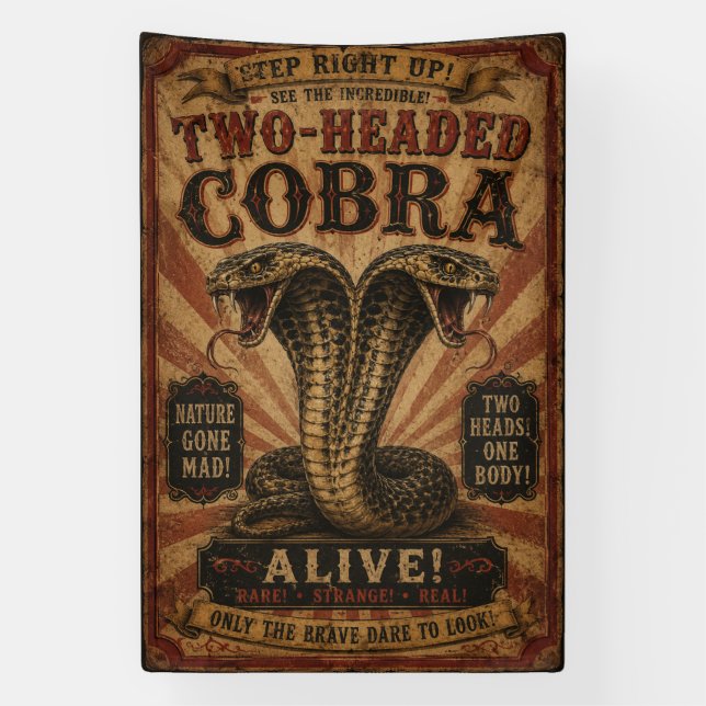 Two-Headed Cobra Sideshow Banner (Vertical)