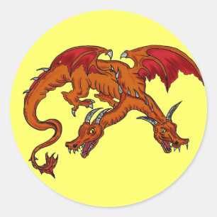 Two headed orange dragon sticker